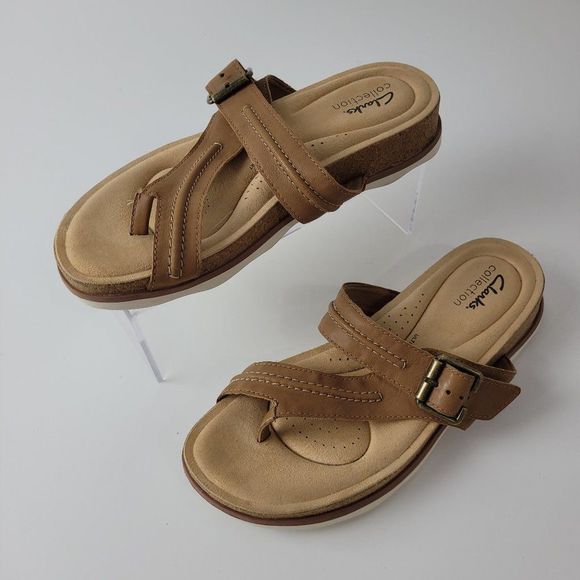 Clarks Shoes - Clarks Sandals Womens 8 Brown Brynn Madi Toe Post Buckle Ultimate Comfort